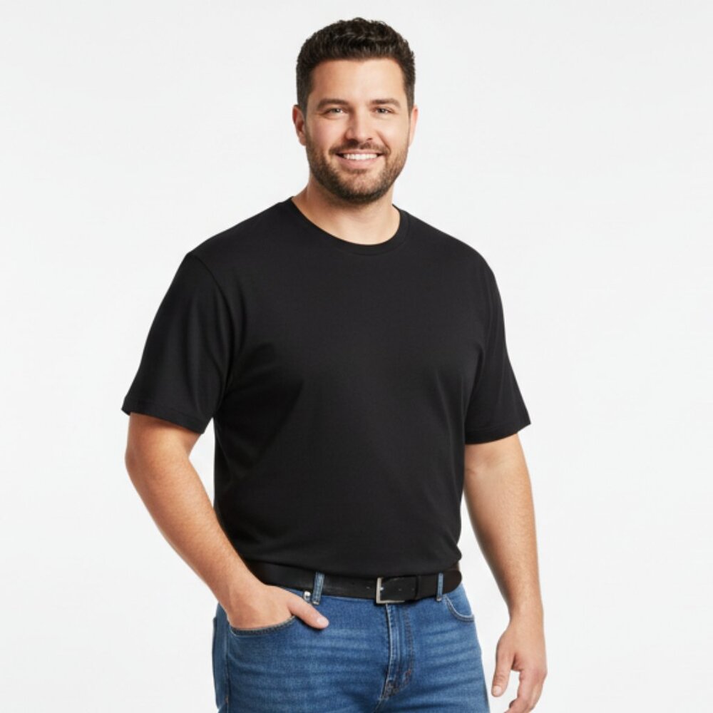 Joseph A Banks 100% Cotton Black Short Sleeve Crew Neck Tailored Tee T Shirt